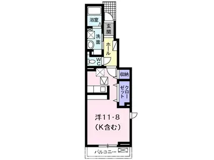 ヴィオラI(1K/1階)の間取り写真