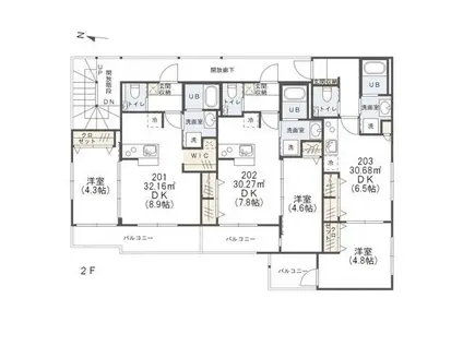 セブンヒルズ三軒茶屋(1DK/2階)の間取り写真