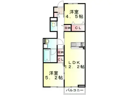 アムールMOON(2LDK/1階)の間取り写真