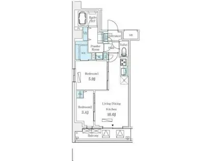 ルミシティ月島 LUMICITY月島(2LDK/2階)の間取り写真