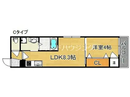 F ASECIA CHART(1LDK/3階)の間取り写真