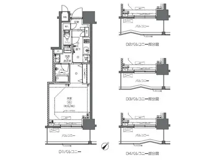 ZOOM日本橋馬喰町(1K/9階)の間取り写真