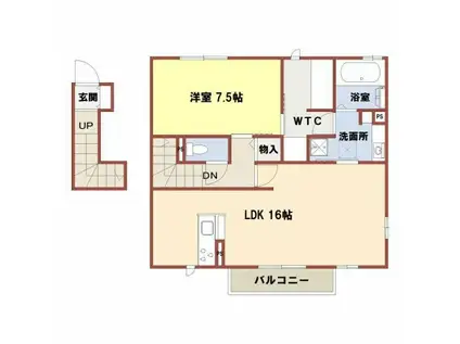 ストーンガードゆたか(1LDK/2階)の間取り写真