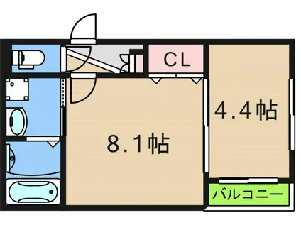 AIA難波南(1LDK/4階)の間取り写真