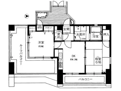 ダイナコート大濠公園II(2DK/8階)の間取り写真