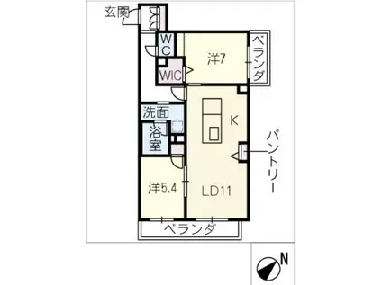 クリザンテーム(2LDK/2階)の間取り写真