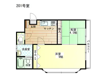 スモールフォーリスト(2DK/2階)の間取り写真
