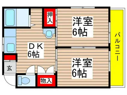 プラムハウス(2DK/2階)の間取り写真