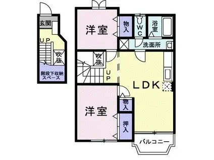 ノーヴァ(2LDK/2階)の間取り写真