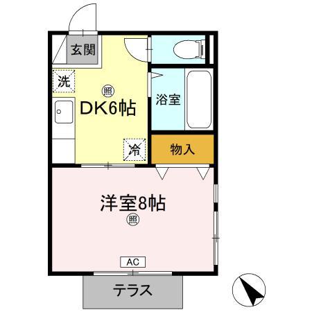 ハイツミレム(1DK/1階)の間取り写真