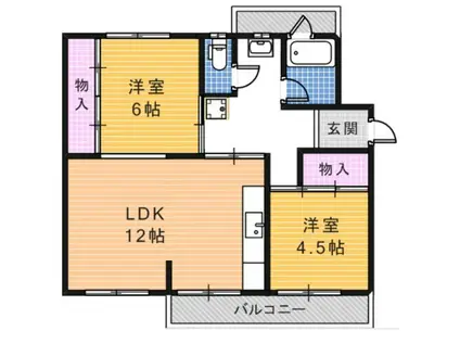 宮路池6棟(2LDK/2階)の間取り写真