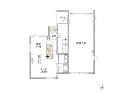 小豆沢2丁目メゾン(1LDK/1階)の間取り写真