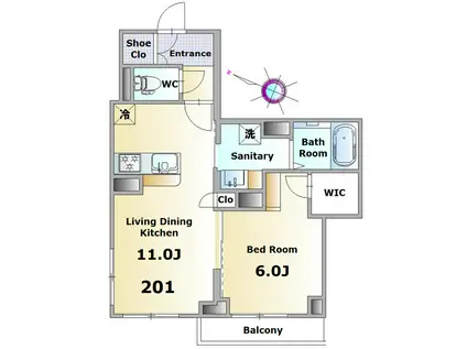 メープルリーフ(1LDK/2階)の間取り写真