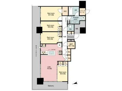 ドレッセタワー新綱島(4LDK/29階)の間取り写真