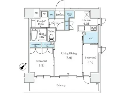 サンライズ茅場町(2LDK/2階)の間取り写真
