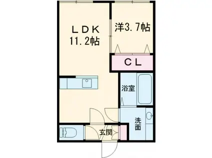 モナベルII(1LDK/1階)の間取り写真