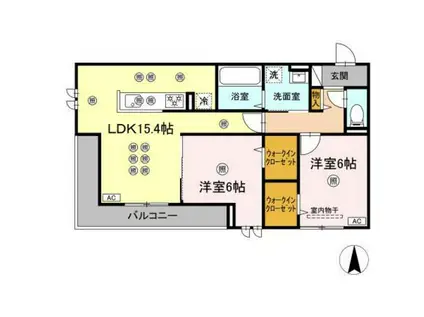 フェリックス(2LDK/3階)の間取り写真