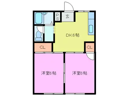 パレス インビレッヂ(2K/1階)の間取り写真