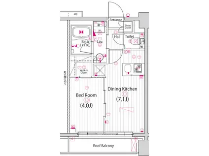 ガーラ・パークサイド亀戸(1DK/6階)の間取り写真