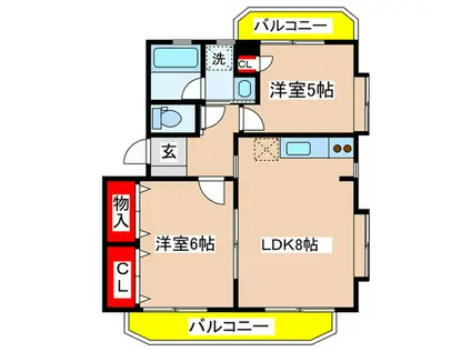 フェニーチェ日吉壱番館(2LDK/3階)の間取り写真