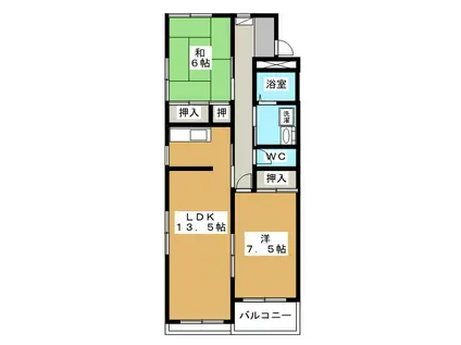 リビングコートカワイ(2LDK/2階)の間取り写真