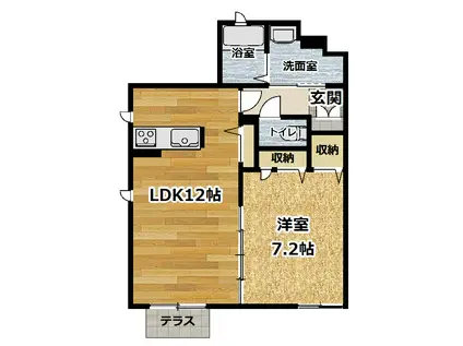 RONDO BELL(1LDK/1階)の間取り写真