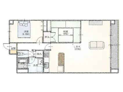 ゾンネハイム西野口(2LDK/4階)の間取り写真