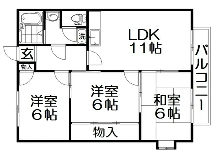 メゾンウエンドI(2LDK/1階)の間取り写真