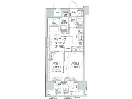 アイル プレミアム池袋ノルド(2DK/10階)の間取り写真