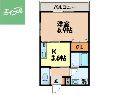 アールグレイ泉(1K/2階)の間取り写真