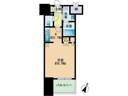 RJRプレシア博多楽水園(1K/4階)の間取り写真