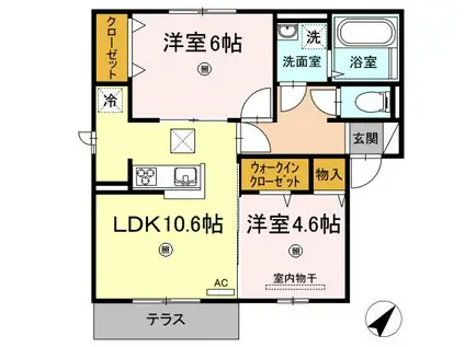 セジュール海田(2LDK/1階)の間取り写真