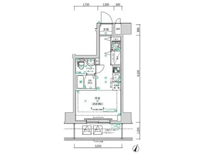 クラリッサ横浜阪東橋(ワンルーム/4階)の間取り写真