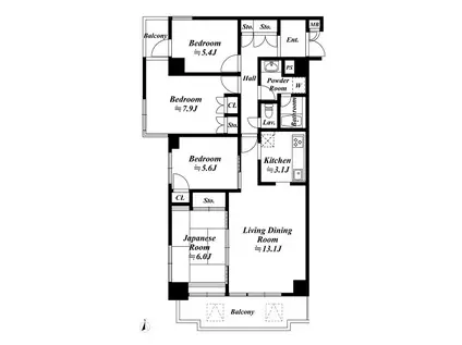 四谷ガーデニア(4LDK/2階)の間取り写真