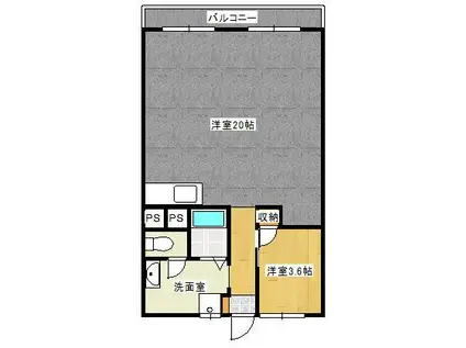 モダニスタ大正町(1LDK/3階)の間取り写真