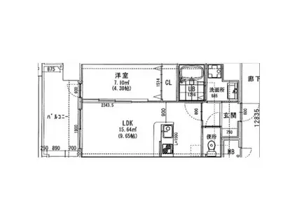 ラシュール・イン大橋II(1LDK/8階)の間取り写真