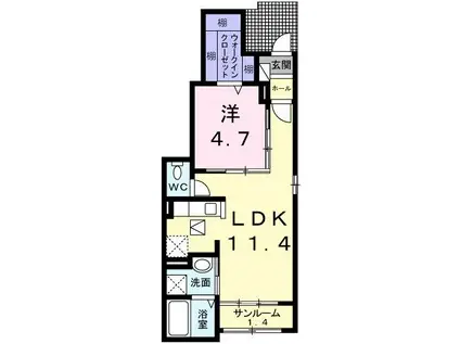 ラ・リベルタ(1LDK/1階)の間取り写真