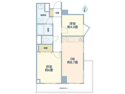 リバーサイド竹生(2DK/6階)の間取り写真