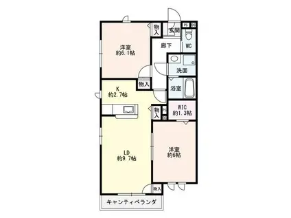 デュラ アサヒ B棟(2LDK/1階)の間取り写真