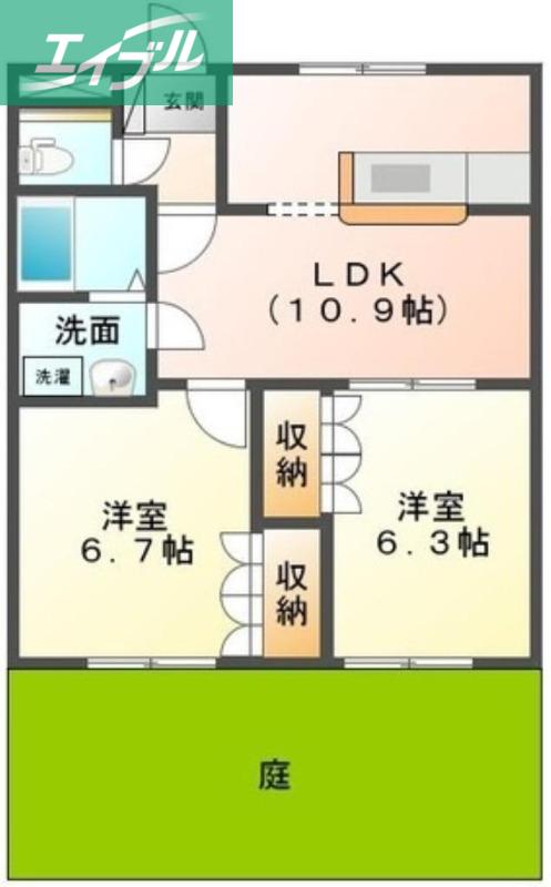 リープクレセント(2LDK/1階)の間取り写真