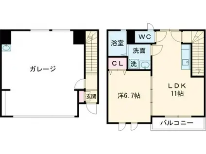 グリーンガレージハイツ(1LDK/1階)の間取り写真