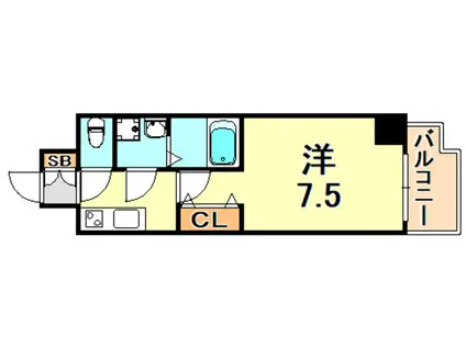 レジュールアッシュ神戸元町(1K/3階)の間取り写真