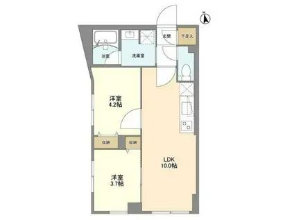 ウェルスクエア学芸大学II(2LDK/1階)の間取り写真