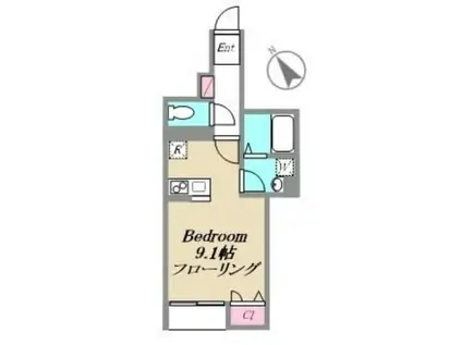 アヴァンセ(ワンルーム/1階)の間取り写真