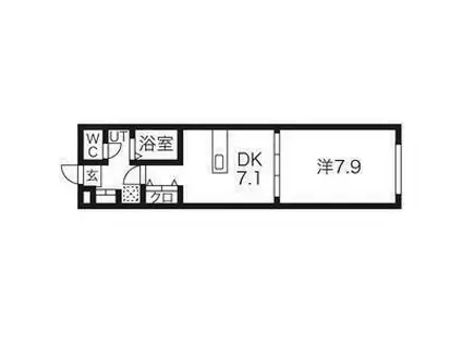 アスコット古川II番館(1DK/1階)の間取り写真