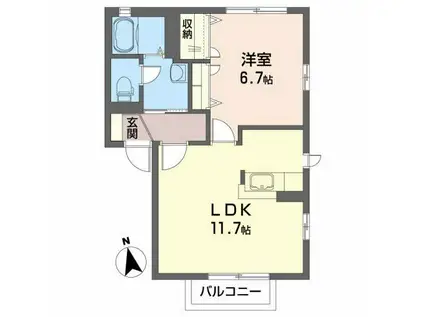 エコ・プリーマB(1LDK/1階)の間取り写真