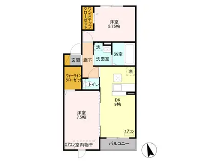 D-ROOM コートヤード KOBUS II103(2DK/1階)の間取り写真