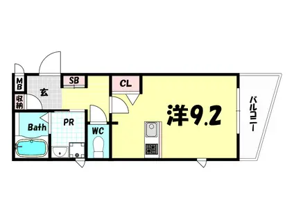PRESSANCE神戸駅前グランツ(1K/9階)の間取り写真