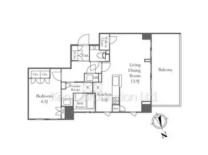 プラウド元代々木町(1LDK/1階)の間取り写真