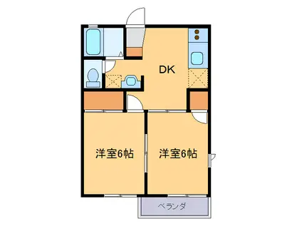 インペリアル(2DK/1階)の間取り写真